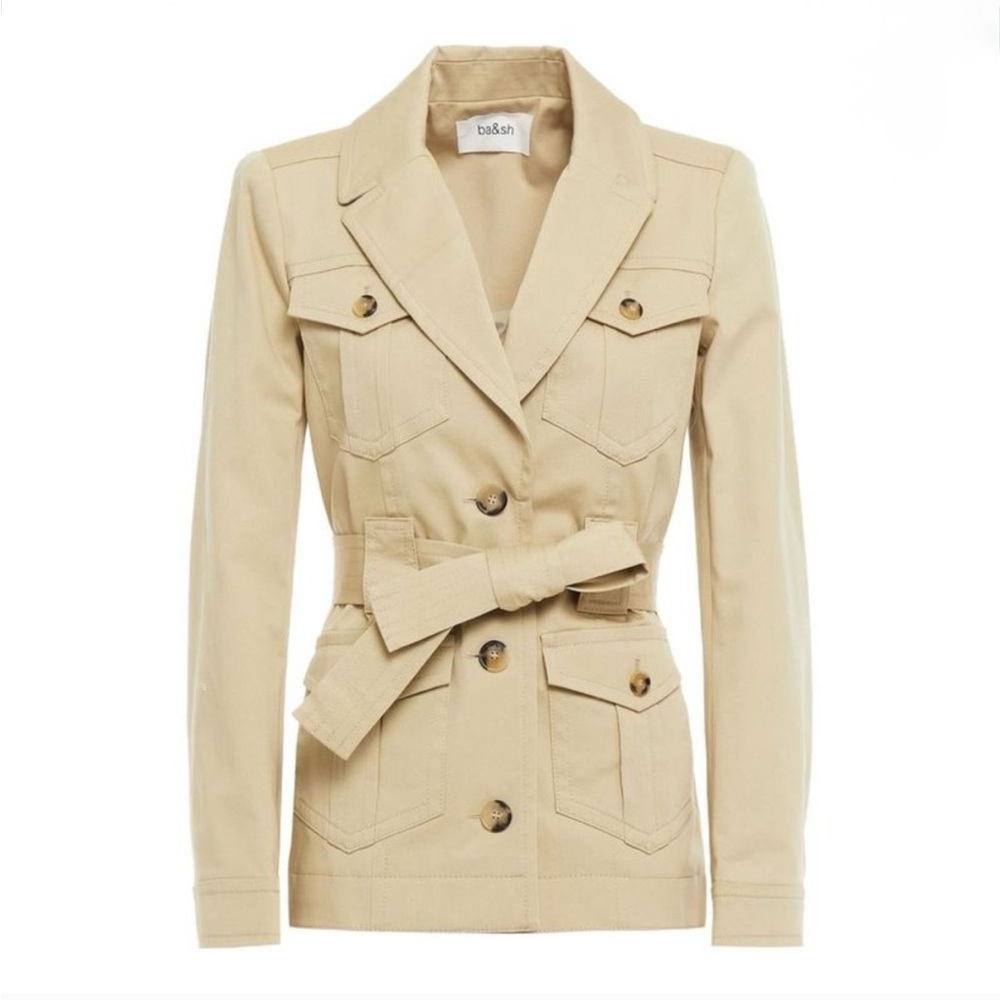 Ba&sh Muse Belted Cotton-Blend
Gabardine Field Jacket in beige (US size 4-6)